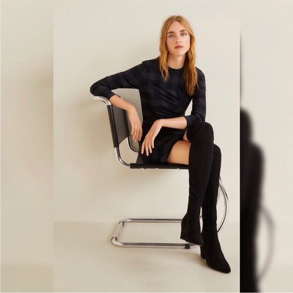 MNG by Mango black velvet over the knee heeled boots size 7.5 / 38 - Picture 1 of 13